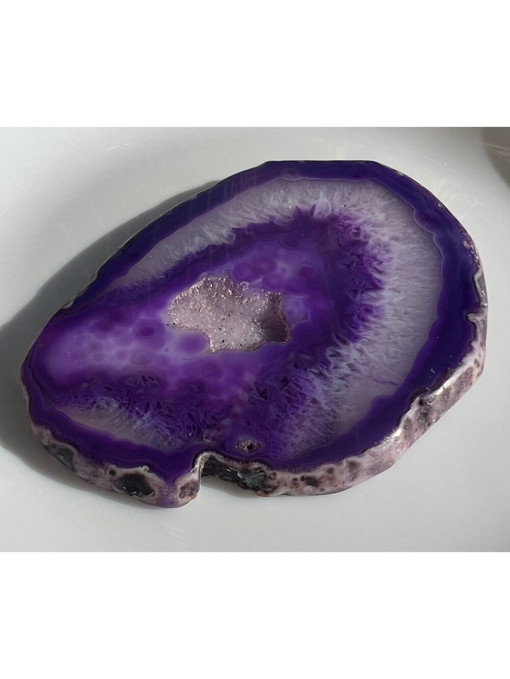 Purple Agate Quartz Geode brazilian Slab crystalline peace chakra unique pattern